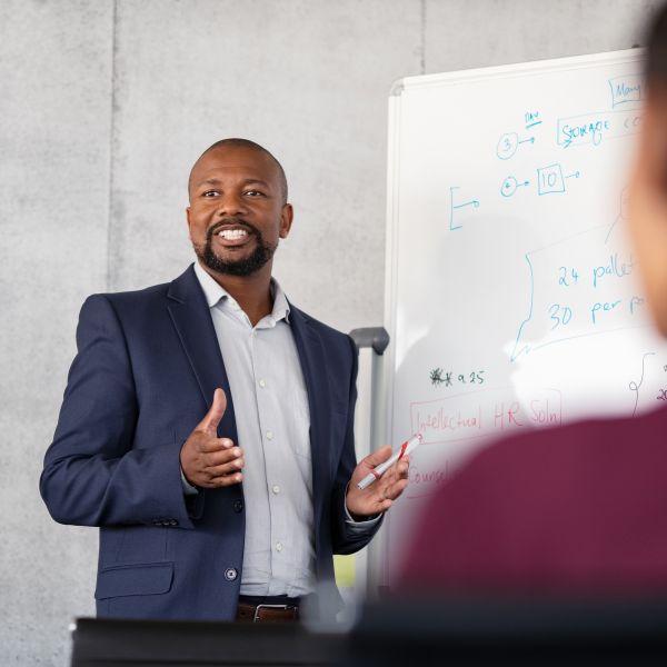 Man giving a job presentation